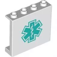 60581pb250c1 - LEGO fehér panel 1 x 4 x 3 méretű, sötét türkiz mentő mintával