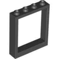 6154c11 - LEGO fekete keret 1 x 4 x 4 méretű, bukóablakhoz