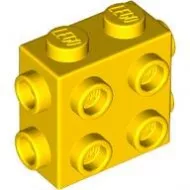 67329c3 - LEGO sárga kocka 1 x 2 x 1 2/3 méretű, bütykökkel 3 oldalán