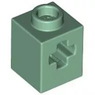 73230c48 - LEGO homokzöld technic kocka 1 x 1 méretű, X-lyukkal