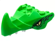 76923pb02c36 - LEGO élénk zöld sárkány fej, 2 fogantyúval, szemek mintával