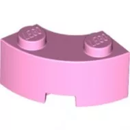 85080c104 - LEGO világos rózsaszín kocka 2 x 2 méretű, íves sarok megerősített alj (macaroni)