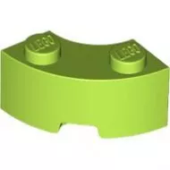 85080c34 - LEGO lime kocka 2 x 2 méretű, íves sarok megerősített alj (macaroni)