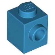 87087c153 - LEGO sötét azúr kocka 1 x 1 méretű oldalán 1 bütyökkel
