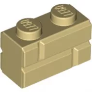 98283c2 - LEGO világos krémszínű (tan) kocka 1 x 2 méretű téglafal mintával