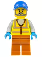 cty1521 - LEGO minifigura kukás, láthatósági mellényben