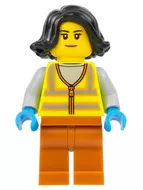 cty1522 - LEGO minifigura nő kukás, láthatósági mellényben