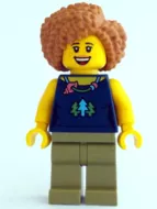 cty1523 - LEGO minifigura nő sötétkék felsőben, zöld nadrágban