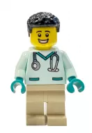 cty1533 - LEGO minifigura állatorvos világos aqua felsőben