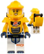 cty1695 - LEGO minifigura Asztronauta nő élénk narancssárga űrruhában