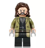 hp337 - LEGO Harry Potter minifigura - Sirius Black, sötétbarna haj, zöld kabát