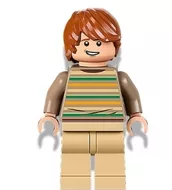 hp339 - LEGO Harry Potter minifigura - Ron Weasley, csíkos pulcsi