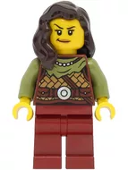vik041 - LEGO Minifigura - női viking harcos, sötétbarna haj