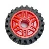 13971c01c5 - LEGO piros csillag mintájú 18 x 8 mm méretű felni belső peremmel, 23mm x 7mm fekete gumival