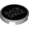 14769pb450c86 - LEGO világosszürke csempe 2 x 2 méretű, fekete háttéren, ezüst 'BACK SPACE' felirattal