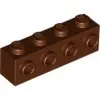 30414c88 - LEGO vörösesbarna kocka 1 x 4 méretű oldalán 4 bütyökkel