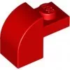 6091c5 - LEGO piros kocka 1 x 2 x 1 1/3 méretű, íves tetővel