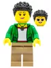 cty1321 - LEGO minifigura nő, tan nadrágban, zöld felsőben