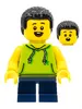 cty1323 - LEGO minifigura fiú rövid lábakkal, kék nadrágban, lime felsőben