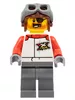 cty1324 - LEGO minifigura kaszkadőr, barna pilótasapkában és fehér felsőeben