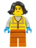 cty1522 - LEGO minifigura nő kukás, láthatósági mellényben