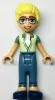 frnd594 - LEGO Friends Olly minifigura sárgászöld ingben és homokkék nadrágban